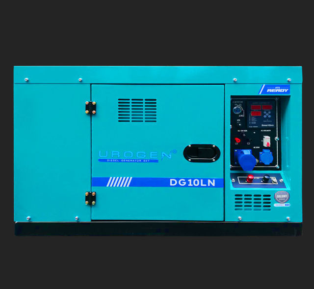 DG10LN (5.64) เครื่องปั่นไฟดีเซล 8.8 kW.(เก็บเสียง) 20 แรงม้า จ่ายไฟ 220V. UROGEN (กำลังไฟฟ้าแนะนำ 8.0 kW.| สตาร์ทกุญแจ)